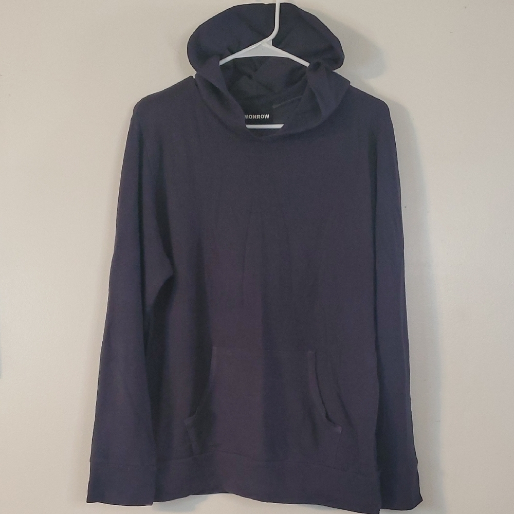 MONROW Soft Stretchy Grey Pullover Hoodie Size Large Minimalist Casual